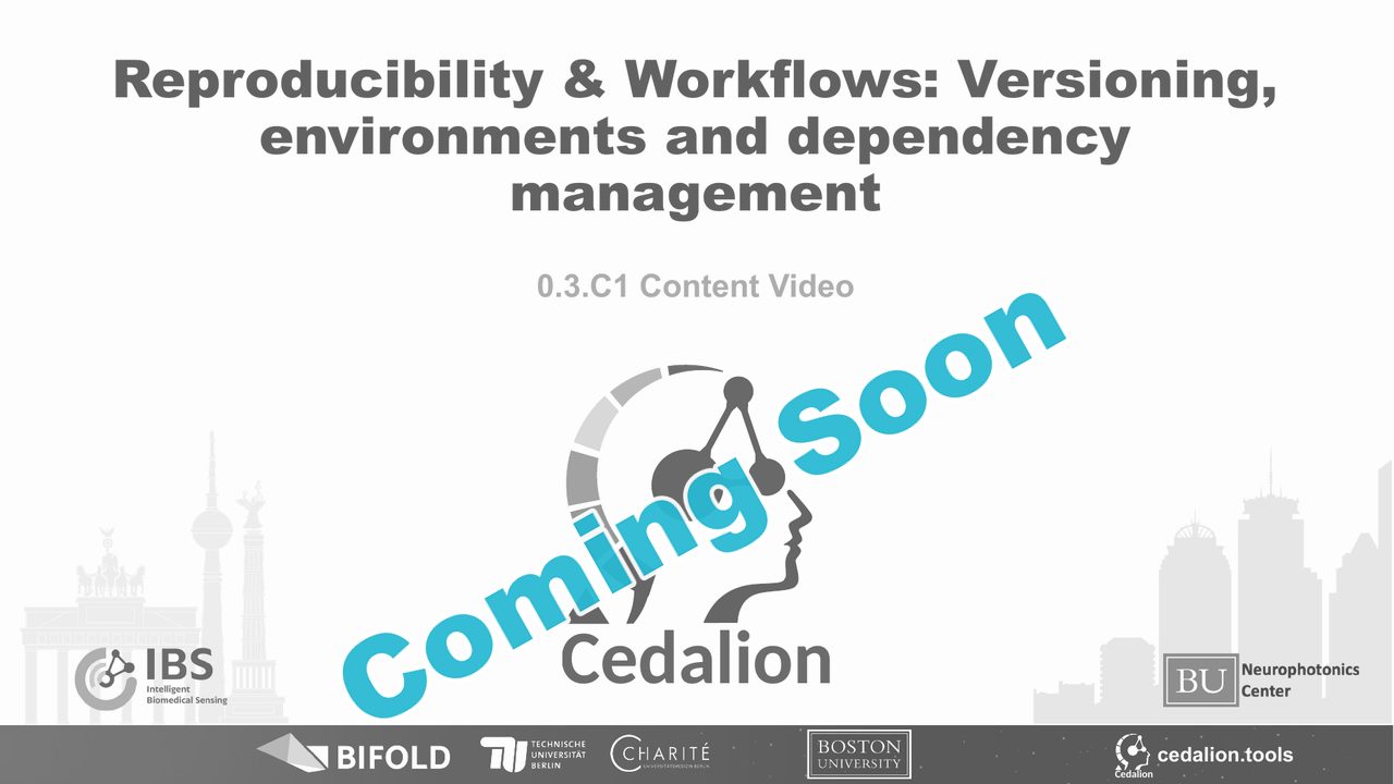 0.3.C1 content video: Reproducibility & Workflows: Versioning, environments and dependency management (coming soon)